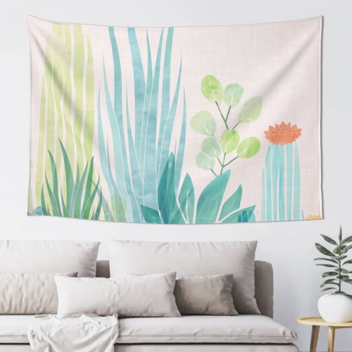 

Pastel Succulent Garden Illustration Tapestry Wall Coverings Wall Hanging Tapestry