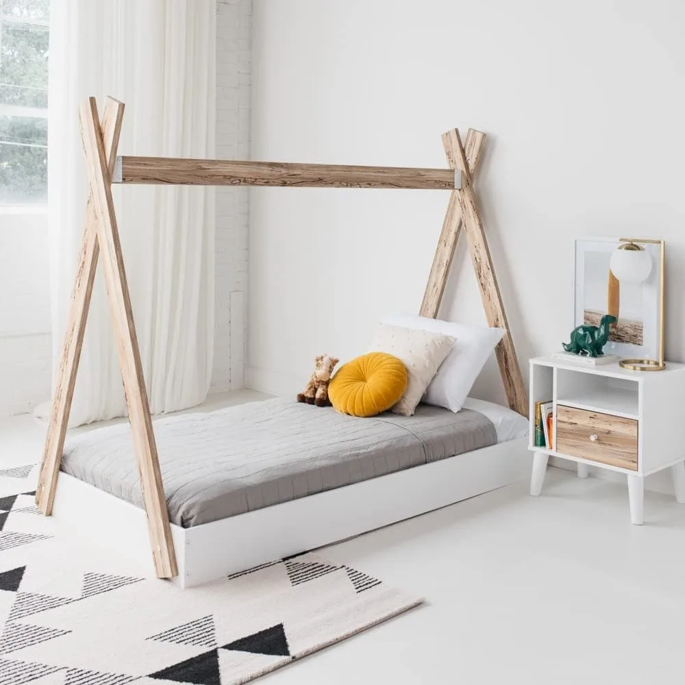 

Signature Design by Ashley Piperton Modern Youth Tent Bed Frame, Full, Natural Wood & White