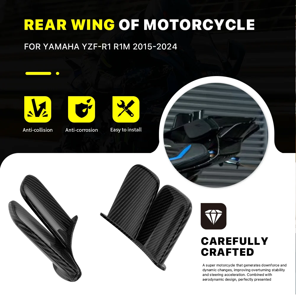 

Motorcycle Rear Tail Wing Rear Fairing Side Winglet Rear Tail Fixed Wing For Yamaha YZF-R1 GP 2015-2024 Aerodynamic Rear Wing