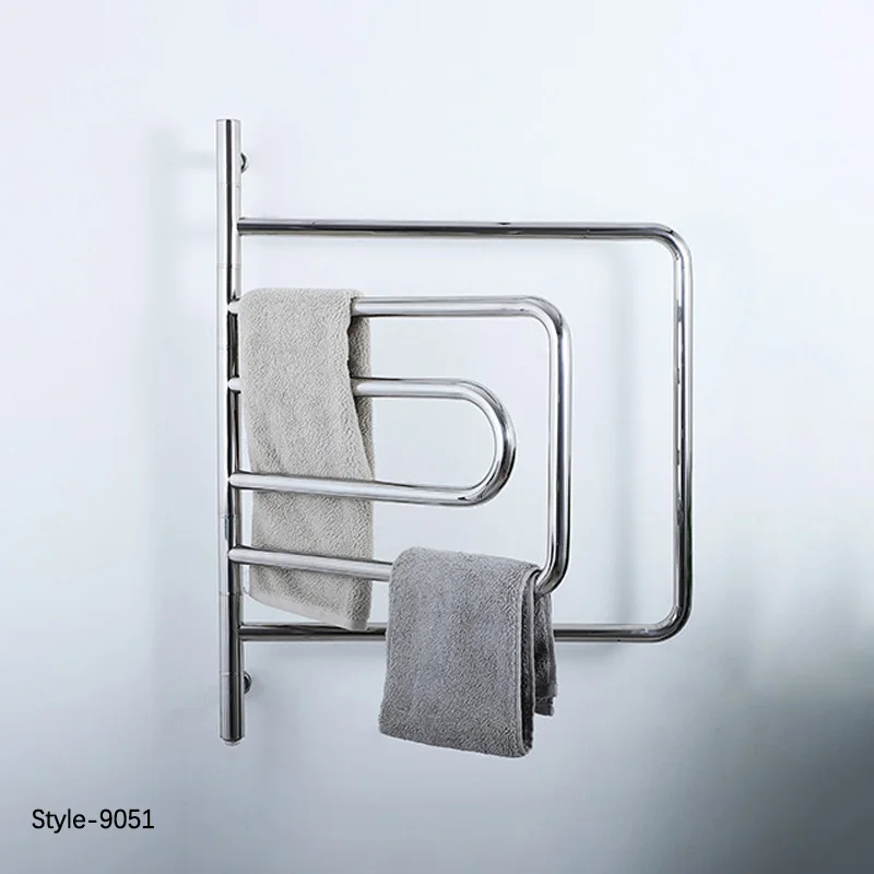 New Style Rotatable Electric Heating Towel Rail Stainless Steel Polishing Bathroom Towel Warmer Thermostatic Electric Towel Rack