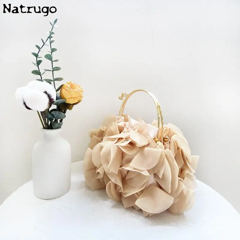 Women\'s Evening Clutch Exquisite Luxury Designer Chiffon Fabric Party Clutch Bag Female Shoulder Bag Purses Handbag Wedding Bag