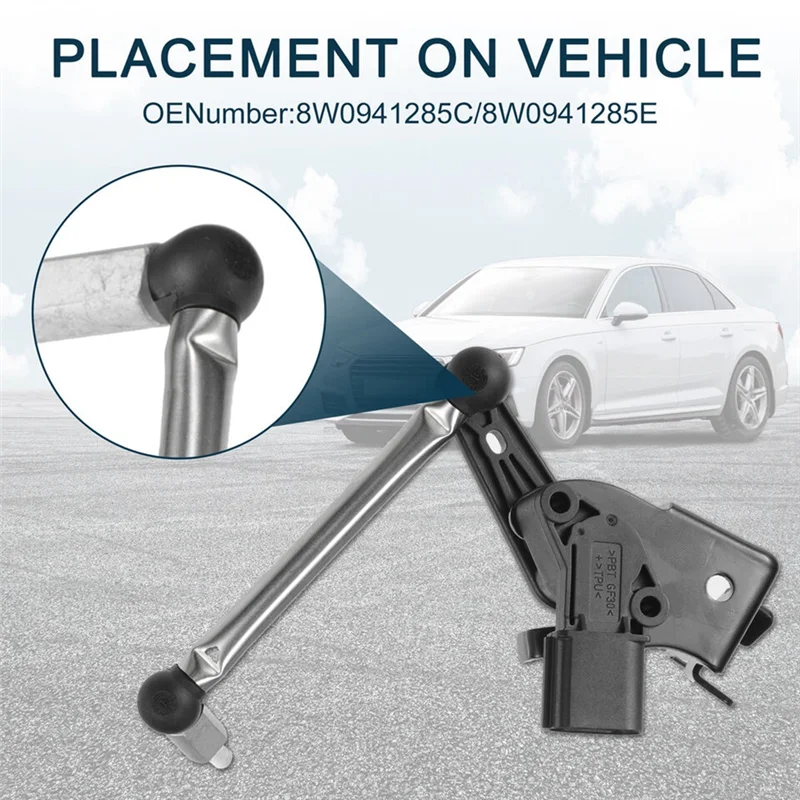 

1Pair Front Headlight Level Sensor 8W0941285E 8W0941286C For A4 S4 A5 RS5 S5 16-23 Suspension Body Height Sensor Parts