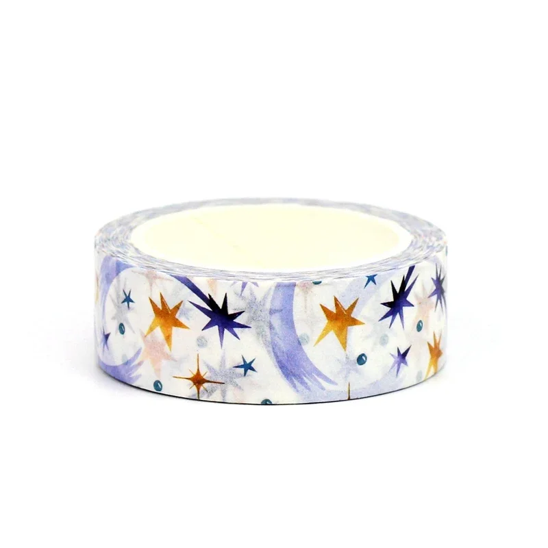 NEW 1PC 10M Decorative Blue Stars Washi Tape for Scrapbooking Journaling Adhesive DIY Masking Tape Cute Stationery
