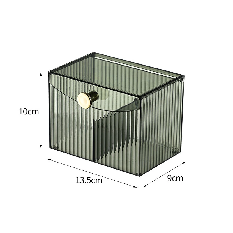 2 Compartments Cotton Swab Holder Dustproof Transparent Makeup Organizer Box with Flip Lid Lipstick Cosmetic Storage Container