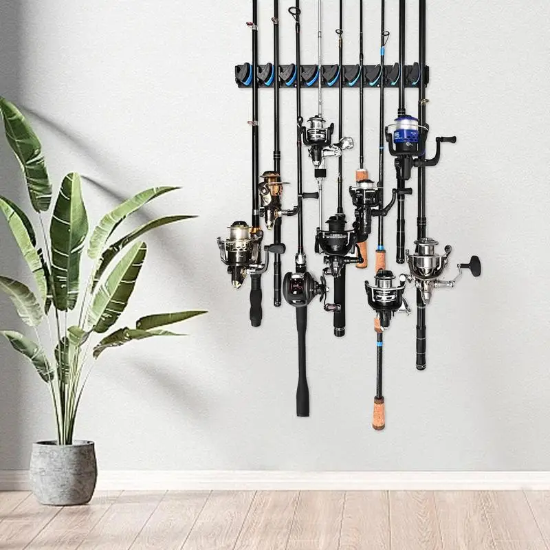 Fishing Pole Holders 2X Wall Fishing Rod Organizer Fishing Rod Rack Vertical Fishing Pole Holder Holds Up To 18 Rods Or Combos