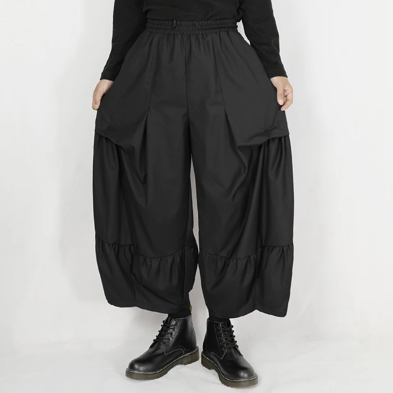 Original casual pants with extra fat and oversized men's cropped pants, dark niche design, fat and loose fitting wide leg pants