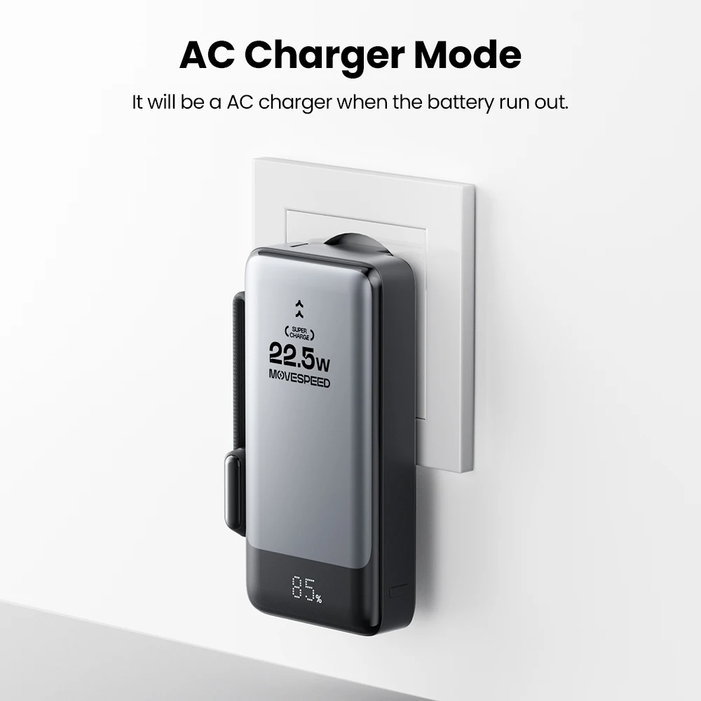 Obrázek 5: MOVESPEED MSP17 energie banka 10000 mAh 22.5W přenosné rychle nabíječka a baterie v jeden powerbank s skládací EU kolíček pro smartphone