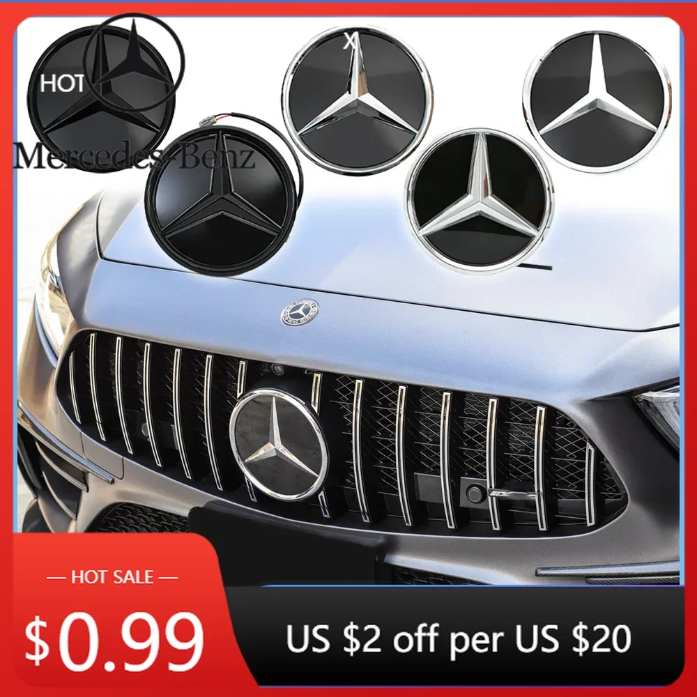 

Car Sticker Chrome Silver Black Front Grille Star Badge Emblem OEM 3D Flat Surface For Mercedes Benz W205 W177 W217 R231 W118 C2