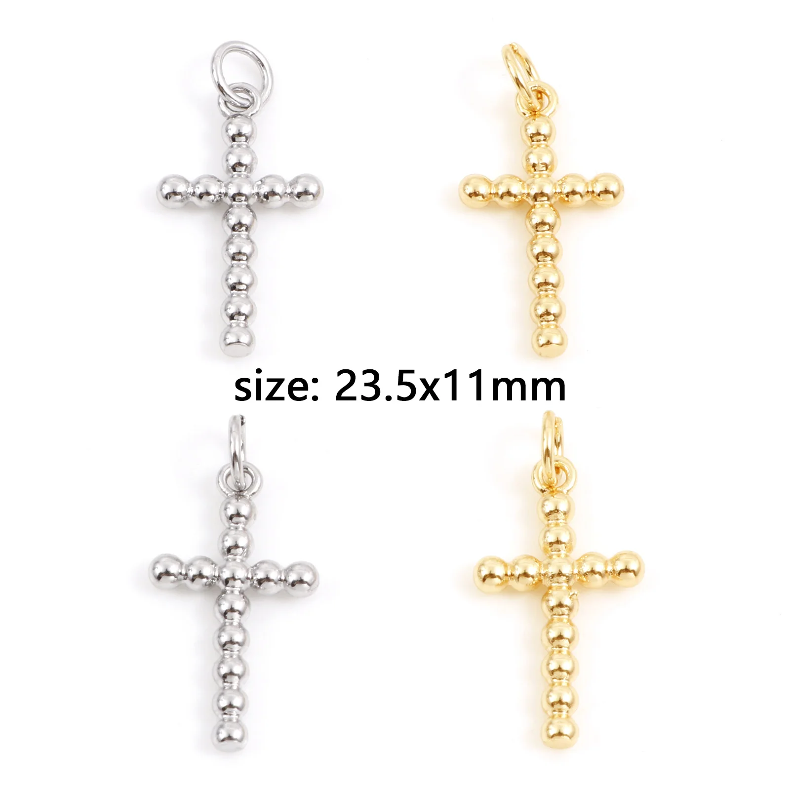 1PC Fashion Copper Round Ball Cross Charms Metal Religious Faith Pendant For Necklace Bracelet Jewelry Making Findings 23.5x11mm