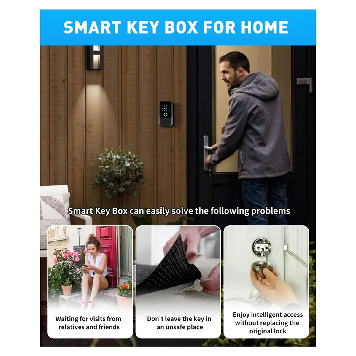 Waterdichte Hoes Veilig Tuya Code Vingerafdruk Bluetooth Wifi Smart Key Box App Remote Muur Mount Combinatie Deur Lock Box