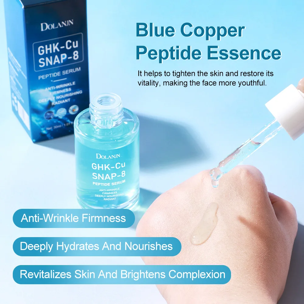 30ML GHK-Cu SNAP-8 Peptide Serum Anti-Wrinkle Firming Deeply Moisturizing Nourishing Radiant Blue Copper Peptide Facial Essence