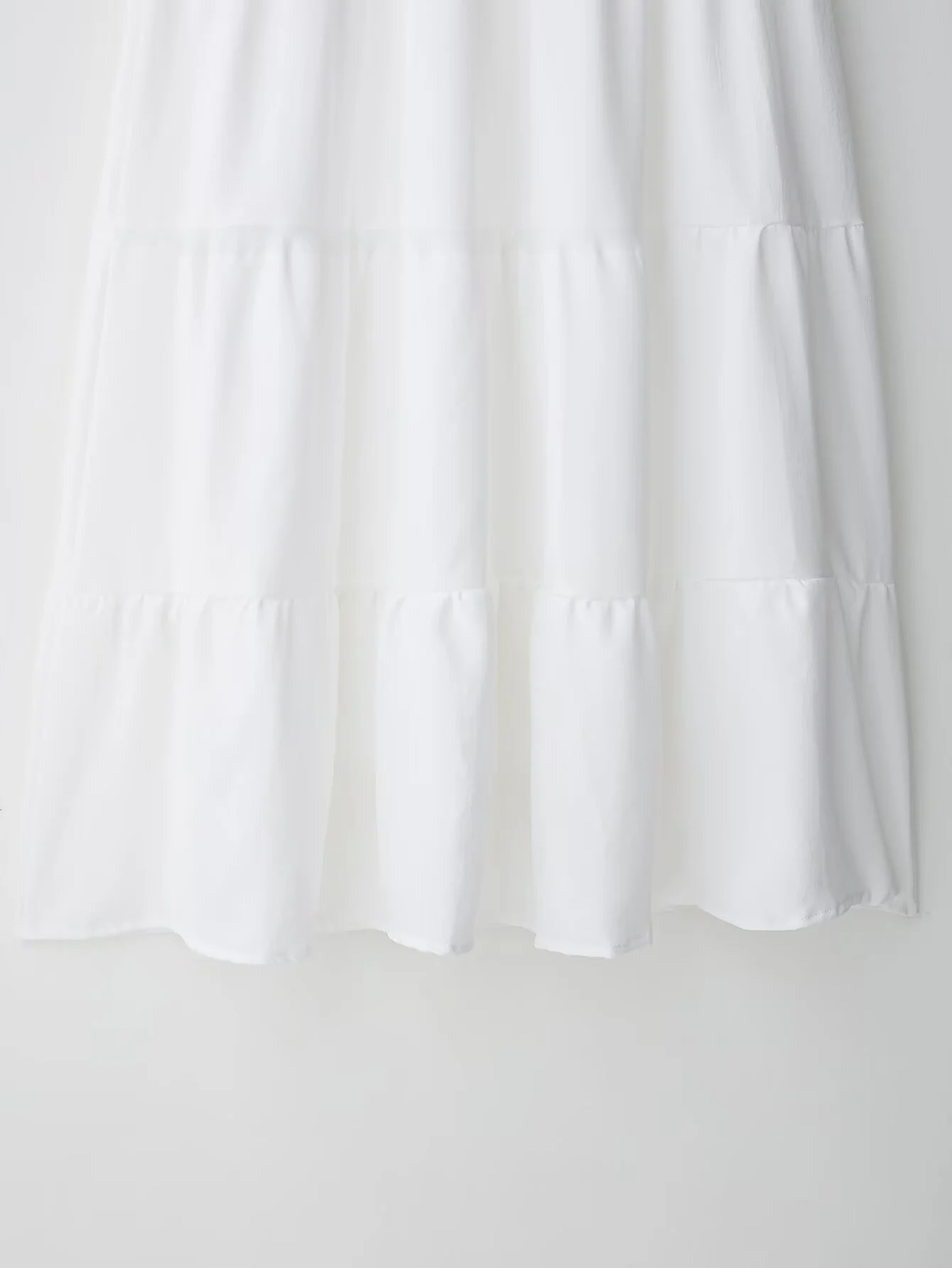 Vestido F E de Primavera com Saia em Camadas, Alta Cintura, Fibra de Poliéster, Estilo Casual de Verão, Decote ...