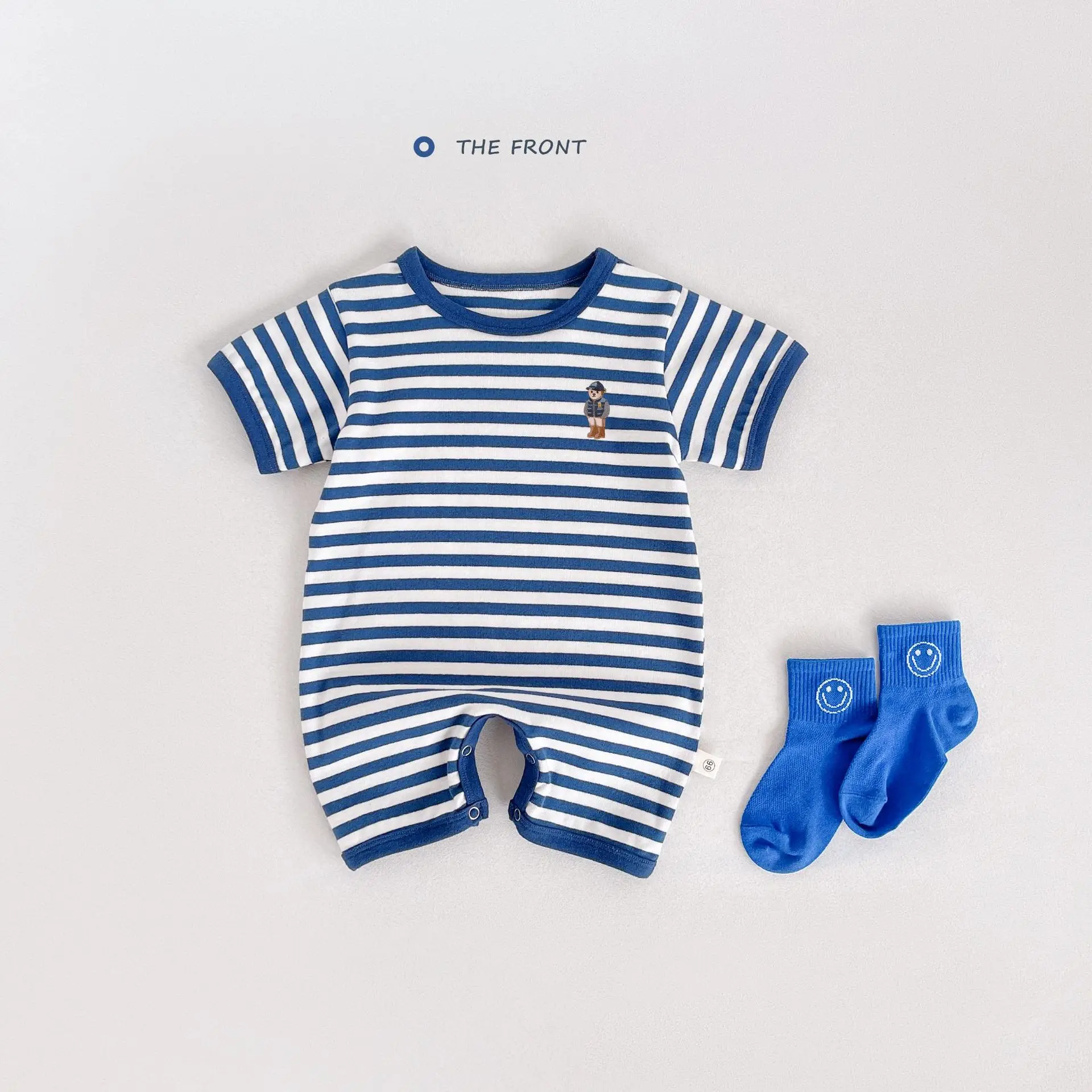 (الصبي 0-3 سنوات) طقم قطعة واحدة للأطفال الصيف قصيرة الأكمام للأطفال الأولاد بذلة القطن الكورية لطيف القطن الدب تسلق الملابس 2025 #2