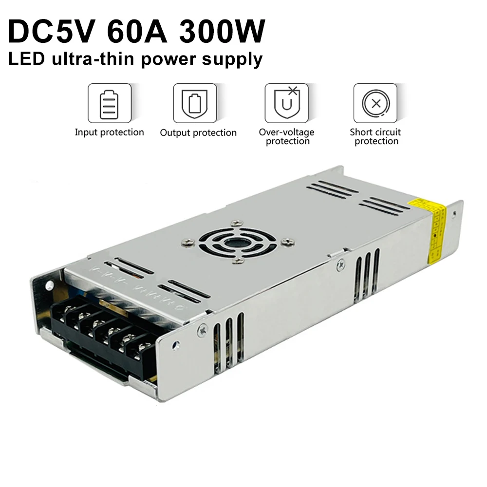 DC 5V Power Supply 60A Ultra Thin Led Driver For led strip Power Controller AC To DC Driver for LED Bar Light 300W