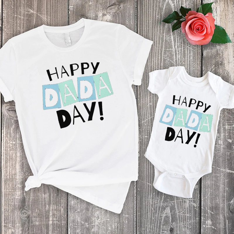 

Father's Day Infant Outfit Dad and Me Clothes 2022 Fashion Happy Dada Day Top Summer Tshirt First Time Dad Family Clothing