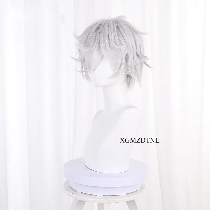 Anime Hell's Paradise Jigoku Raku Gabimaru Cosplay Wig Ninja Grayish White Short Hair Halloween Role Play Party + Wig Cap