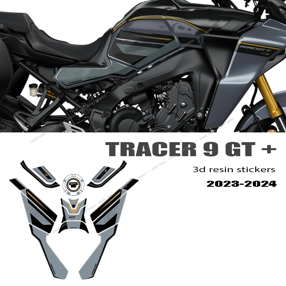 For Tracer 9 GT+ 2023 - 2024 Tracer 9GT Accessories Motorcycle Tank Pad 3D Gel Epoxy Resin Stickers Kit