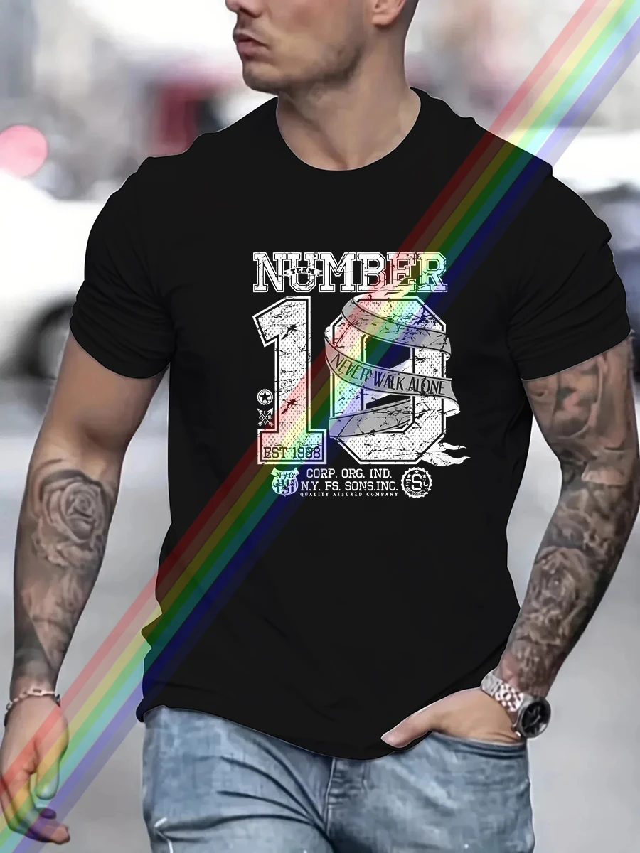 Colours Number 10 Est 1988 Print Men's Summer Vintage Casual Pure Cotton Oversized T-shirt Streetwear  Casual Fashion Clothing