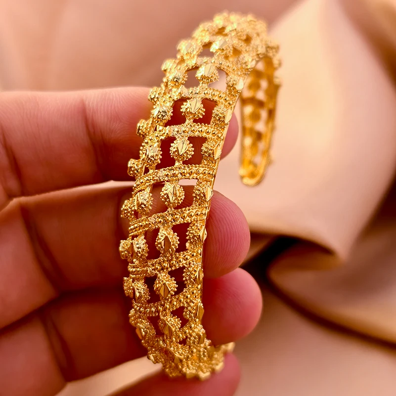 Turkish Fashion Luxury Gold Plated Bangles for Women Accept Drop Shipping Free Size