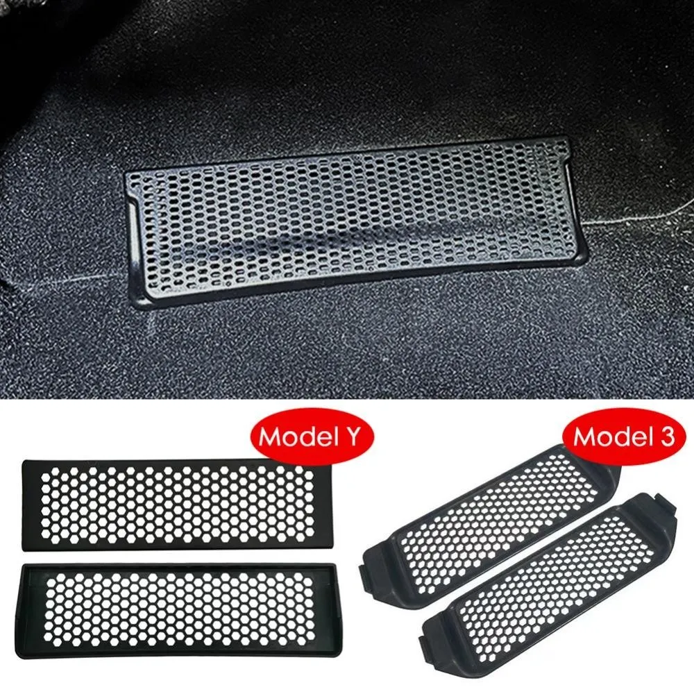 2Pcs Under Seat Air Vent Cover Car Center Console Rear Backseat Outlet Protector Grille For Tesla Model 3 Y 2023 2022 2021