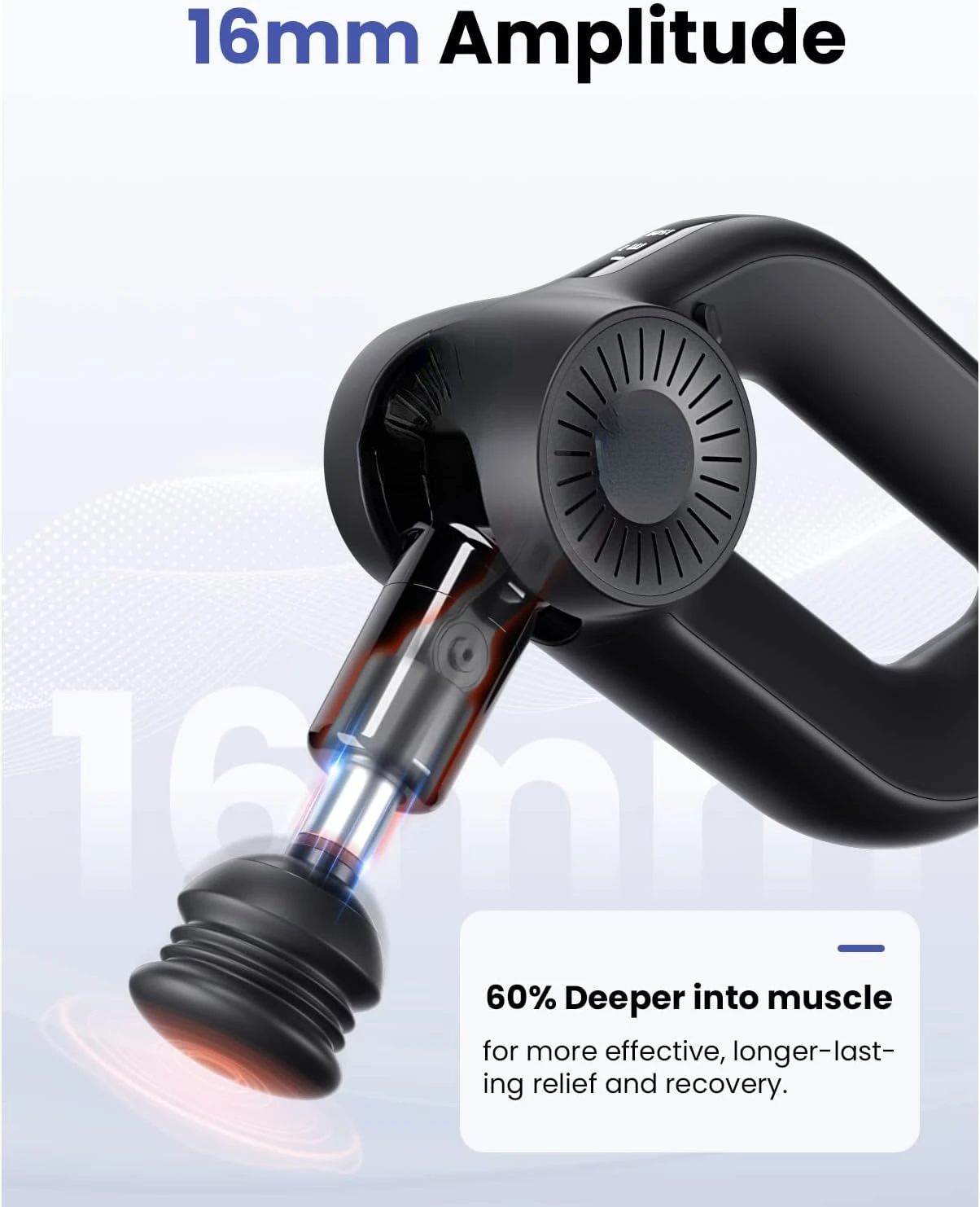 D6 Pro Massage Gun Deep Tissue Percussion with 16mm Amplitude, Professional Muscle Massager Gun for Athletes Pain Relief