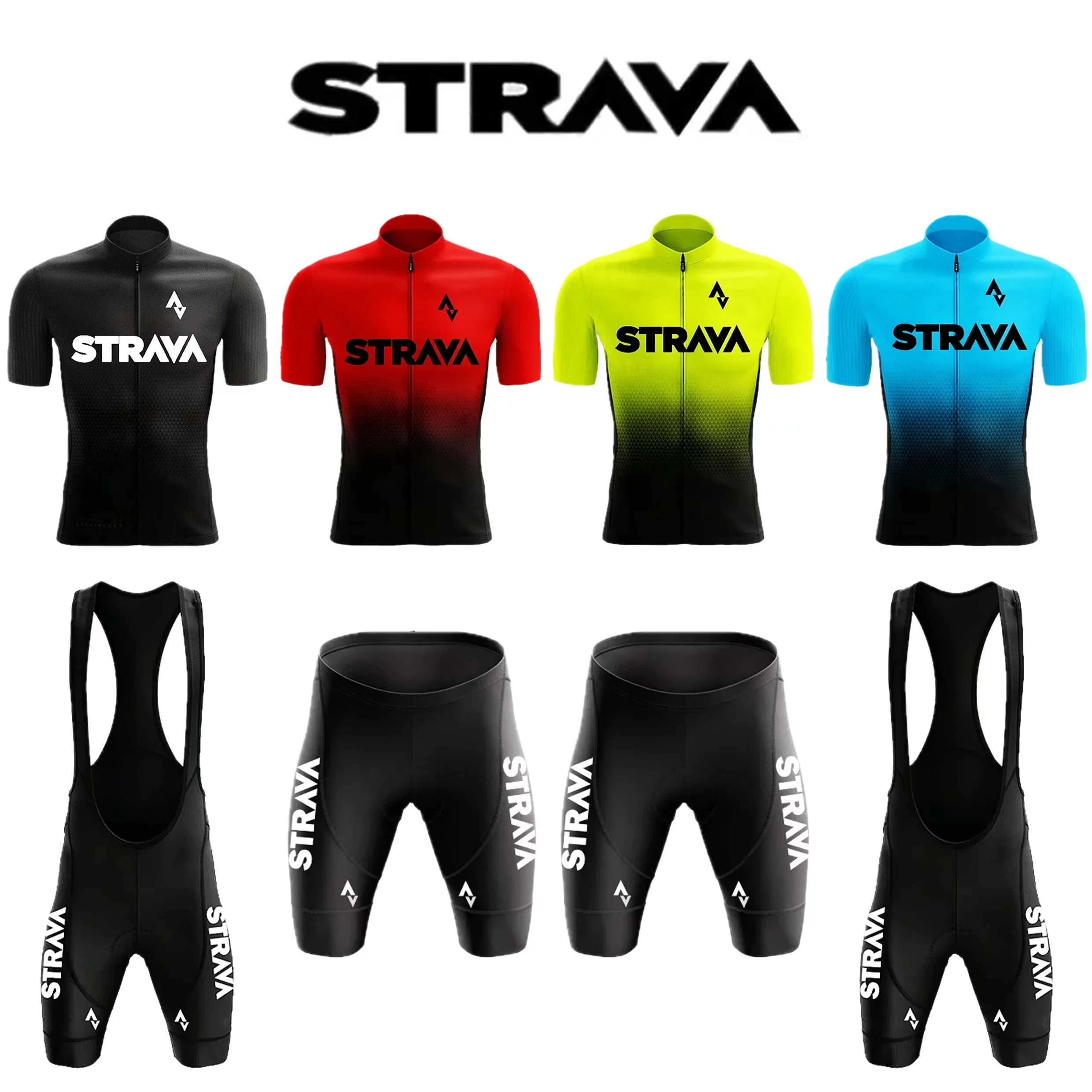 2024Strava Pro Bicycle Team Short Sleeve Maillot Ciclismo Men's Cycling Jersey Sets Summer Breathable Cycling Clothing Suit