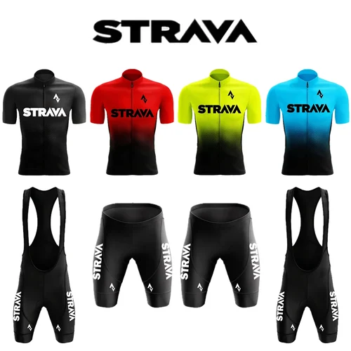 2024Strava Pro equipo de bicicleta Maillot de manga corta Ciclismo conjuntos de Jersey de Ciclismo para hombres traje de Ropa de Ciclismo transpirable de verano