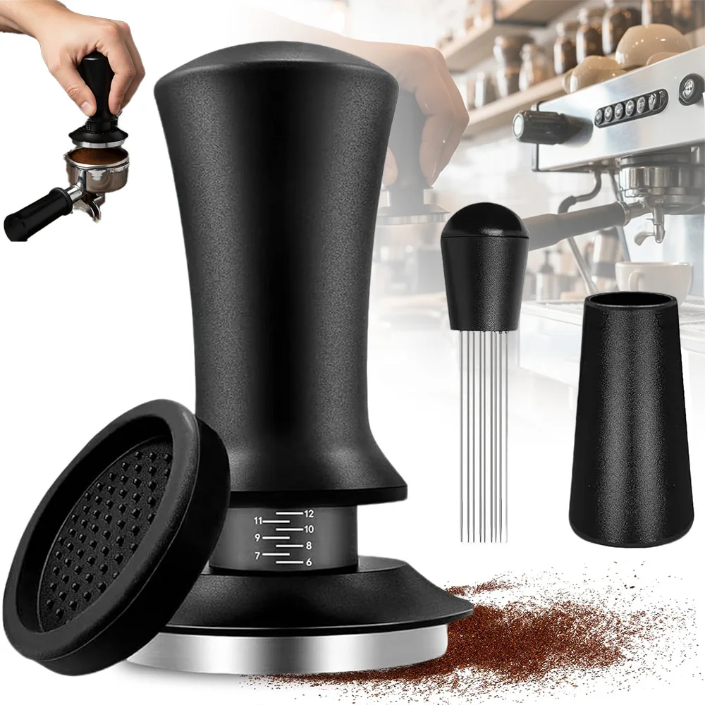 Set di pressatrici a molla, pressatrice per caffè in acciaio inossidabile da 51 mm con scala graduata, per bancone da cucina e bar.