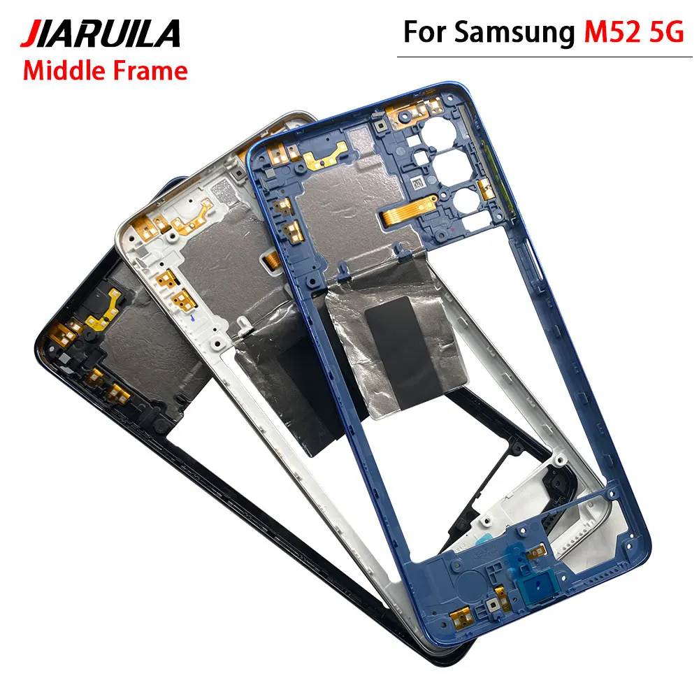 10Pcs Middle Frame Plate Housing Bezel Mid Faceplate Bezel Frame For Samsung M52 5G Middle Frame Replacement Repair Parts