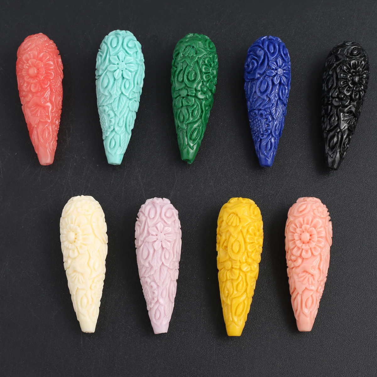 10PC Random Artificial Coral Shell Powder Made Bead Drop Shape Coral Loose Beads for Making DIY Crafts Bracelet Necklace Jewelry