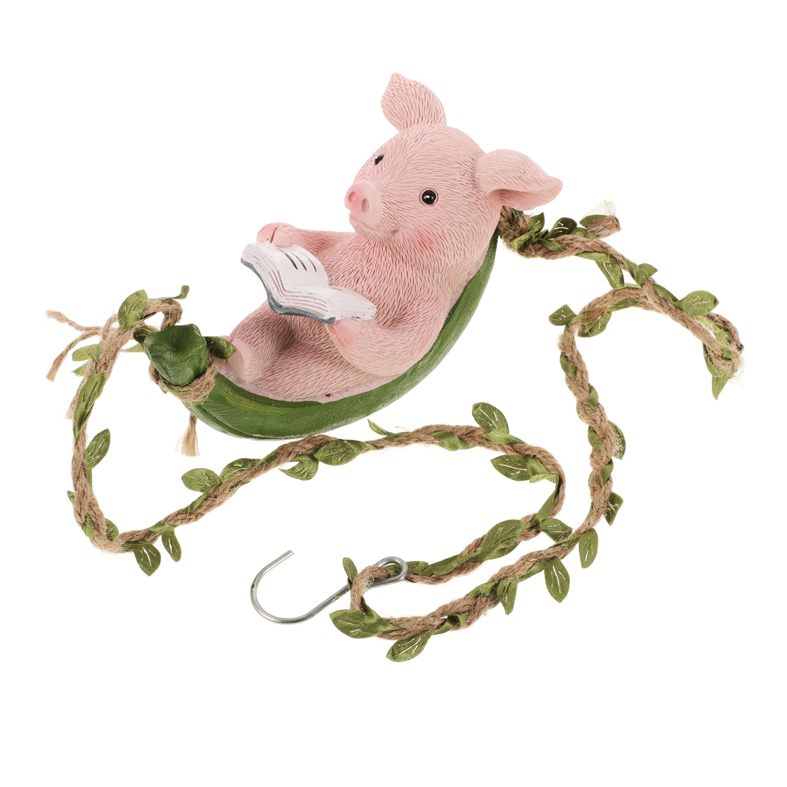 

Pig Swing Decor Resin Statue Garden Supplies Outdoor Adornment Tree Hanging Ornament Durable Material Cute Design Courtyard