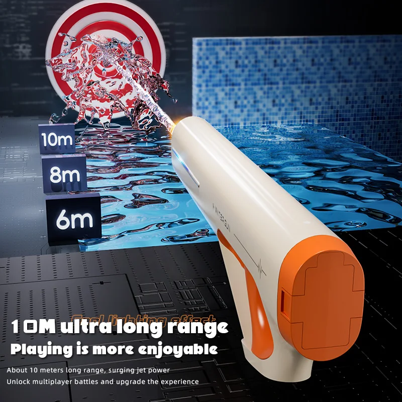 Pistola de água automática super poderosa, brinquedo com absorção de água led, spray de alta pressão, brinquedos de piscina para crianças, meninos, presente