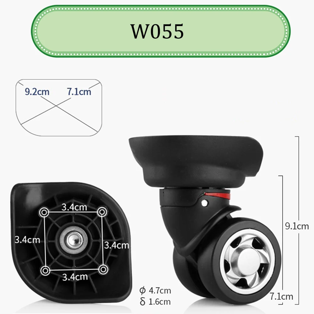 Chariot de roue universel noir, remplacement de roue, poulie de bagage, roulettes coulissantes, réparation silencieuse résistante à l'usure, adapté pour HANKE W055