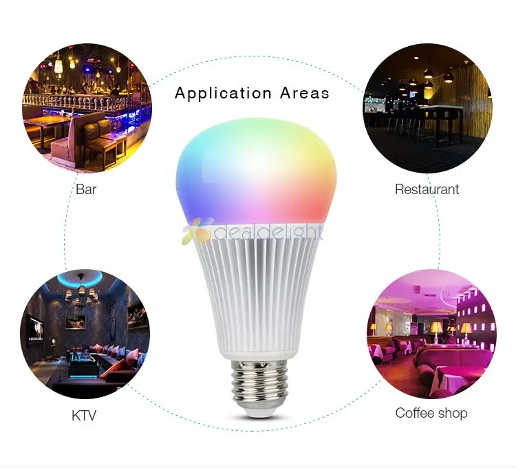 Miboxer E27 9W DMX512 RGB+CCT LED Light Bulb + FUTD01 DMX 512 LED Transmitter + 2.4GHz 4 Zone RGB+CCT wireless Remote