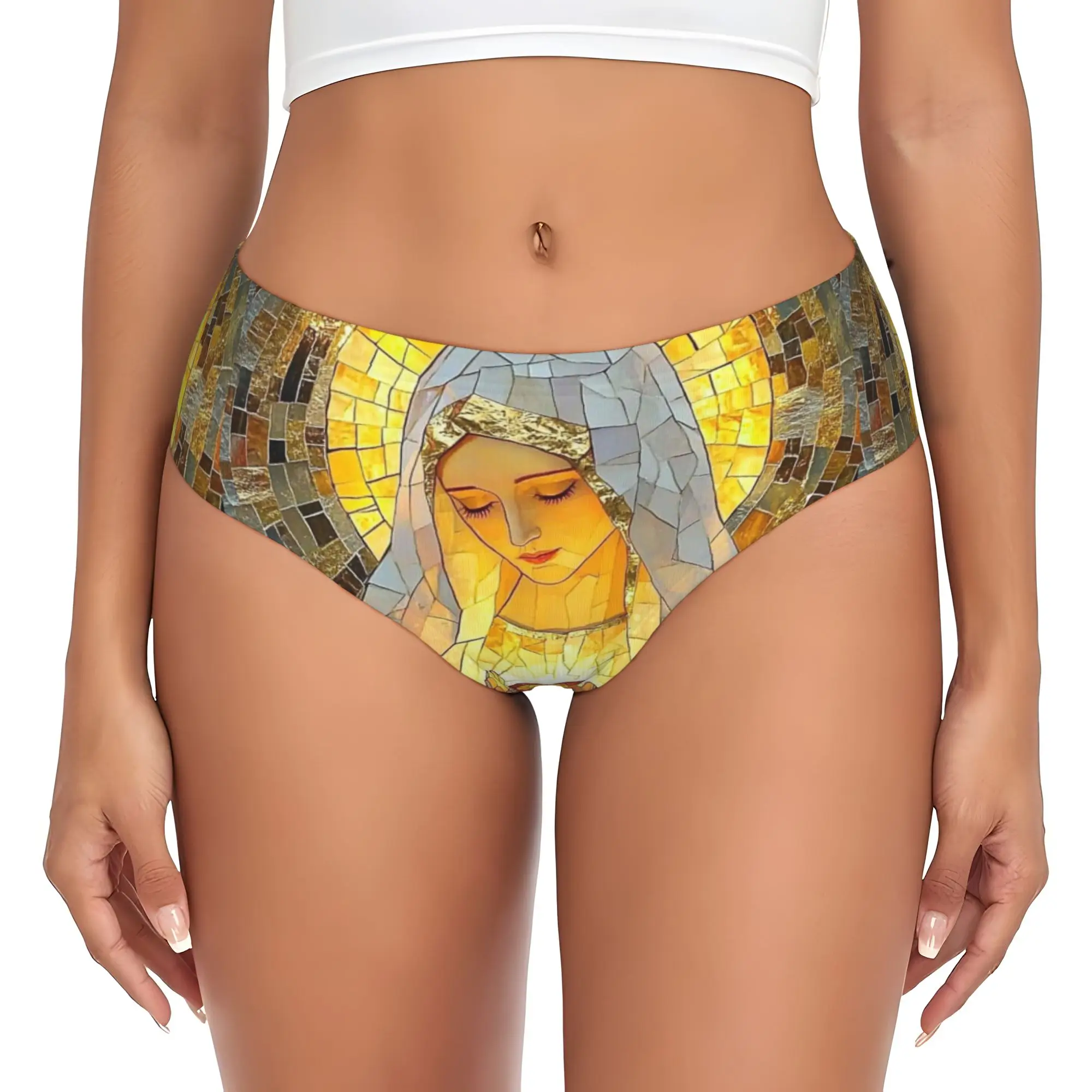Custom Womens Virgin Mary Panties Stretch  Briefs Underwear