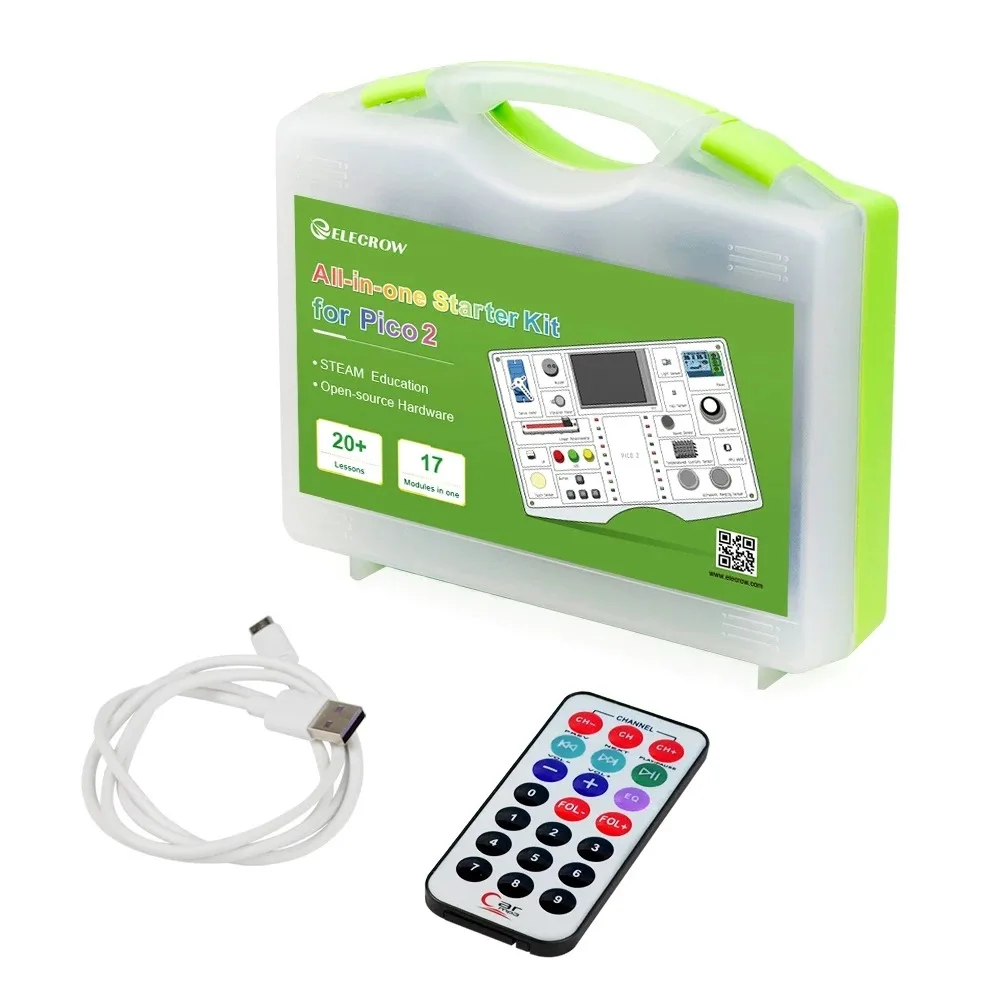 Elecrow All-in-one Starter Kit for Pico 2 with 17 Sensors and 21 Lessons Pico 2 Starter Kit for DIY Maker STEM
