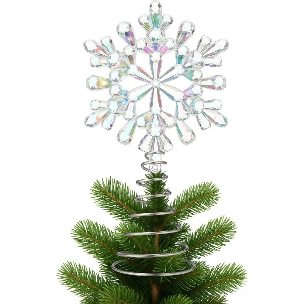 

Мини-снежинка, топпер для елки, Рождественский миниатюрный топпер для елки, акриловый маленький снежинка, украшение на верхушке дерева, рождественские украшения на верхушке дерева для