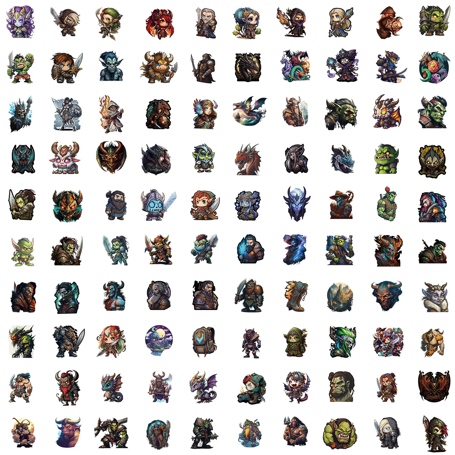 100pcs Non-repetitive Classic Nostalgic Game Warcraft Waterproof Creative Collection Stickers