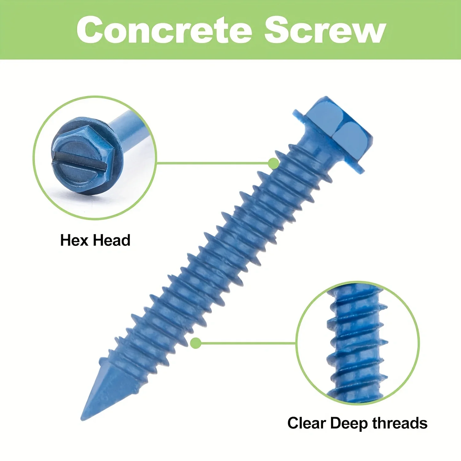 175 PCS Hex Head Cement Screws Set - 1/4