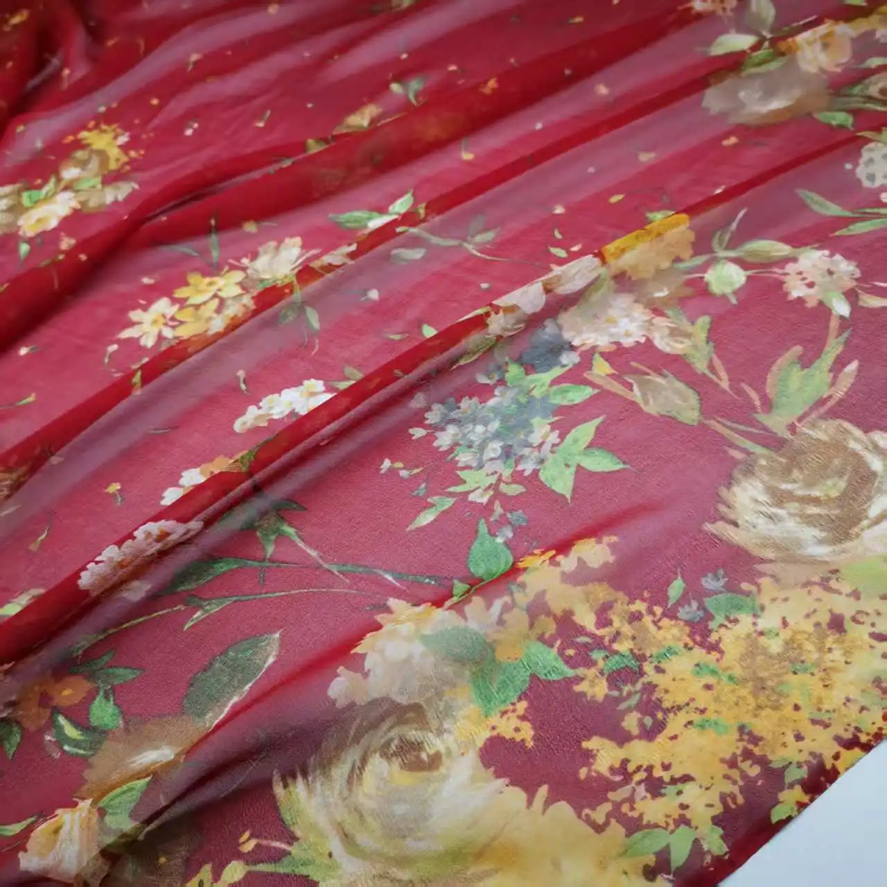 On Sale 100% Real Silk Printed Georgette Fabric Mulberry Silk DIY Sewing Material