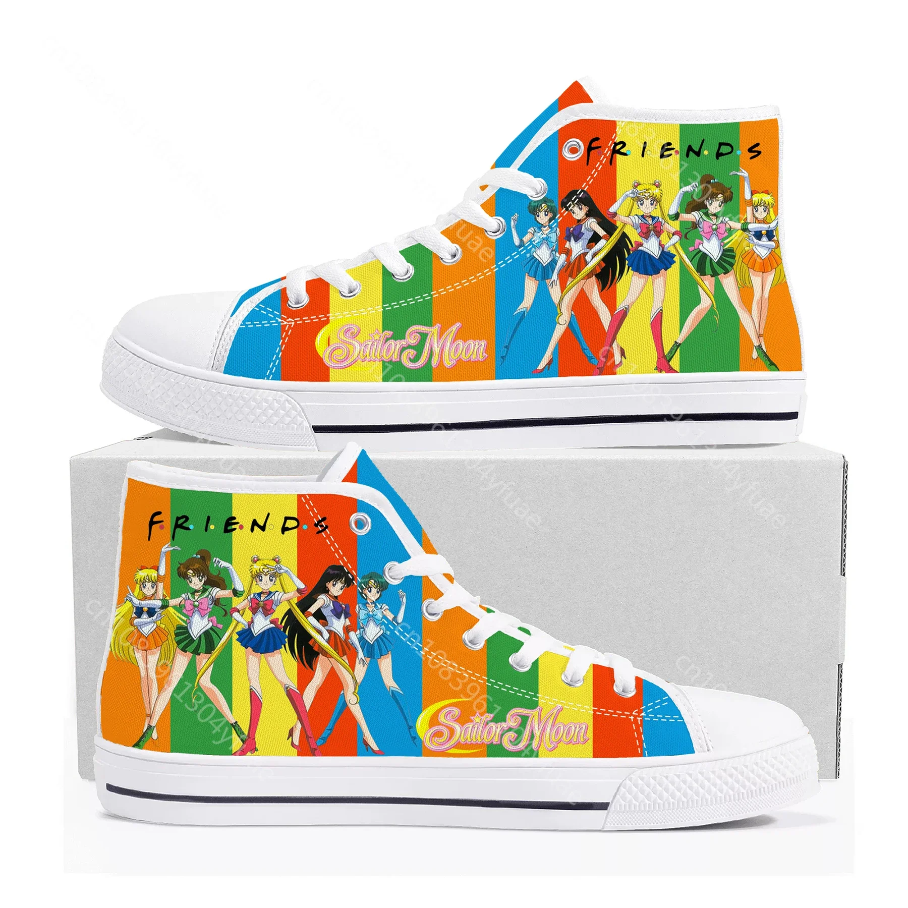 Anime Moon Japanese Manga Cartoon Sailor High Top Sneakers Mens Womens Teenager Canvas Sneaker Casual Couple Shoes Custom Shoe