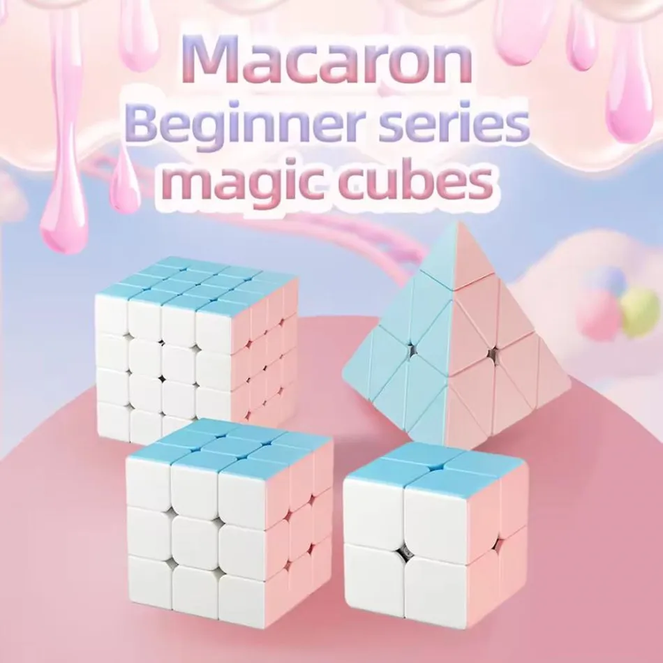 Nuevo Cubo Mágico de Color Macaron YJ, Cubo Mágico YongJun sin Adhesivos, 2x2 3x3 4x4, Cubo de Velocidad Macaron Piramidal, Regalo