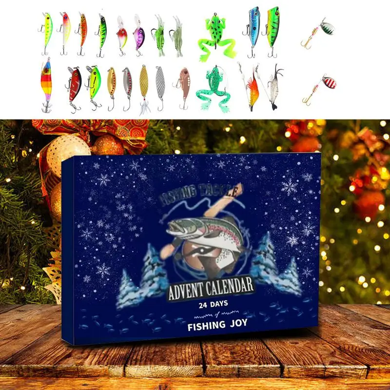 2024 Fishing Lure Christmas Countdown Calendar Fishing Lures 24 Days Christmas Advent Calendar Realistic Design Fishing gifts