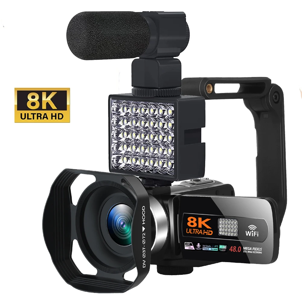 Videocámara YouTube Cámara Ultra HD de 8K Videocámaras Cámara de transmisión de 48MP Cámara de vídeo digital con pantalla táctil de 3,0"