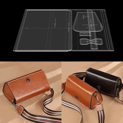 Acrylic Handmade Production Square Cross-Body Bag, Model Template, DIY Leather Craft, Drawing, Sewing Pattern, 1Set