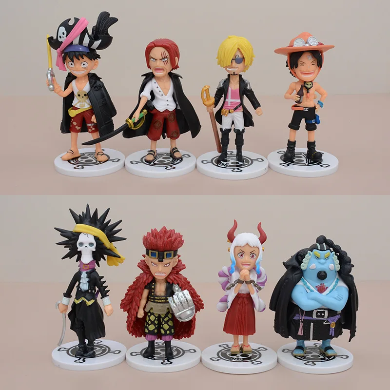 10-13cm 8pcs One Piece Luffy Yamato Sanji Anime Action Figure Model Statue Collection Desktop Decoration Ornament Toys Boy Gifts