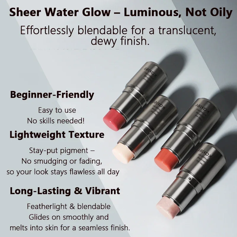 Bâton de fard à joues imperméable pour éclaircir le visage, correcteur de paillettes, illuminateur de Contour, scintillant, Rouge, crème cosmétique