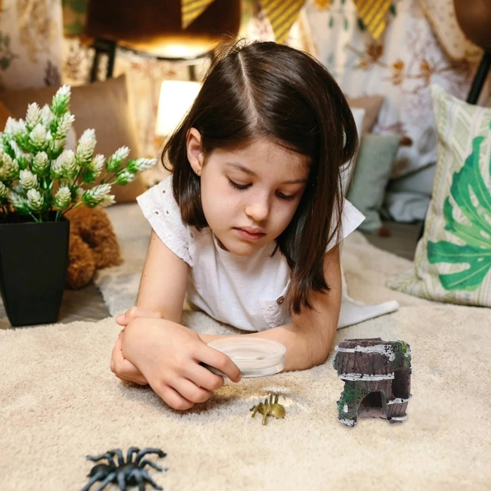 

Reptile Breeding Cave for Small Spiders Scorpion ABS Material Safe Hideout with Adequate Ventilation Terrarium Landscape Decor