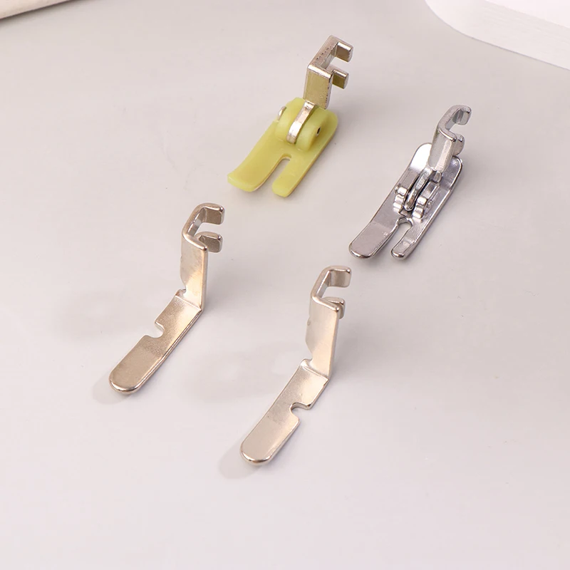 4Pcs Old Sewing Machine Zipper Presser Foot Set (Iron Presser Foot, Plastic Presser Foot, Left Hole And Right Hole Single Side)