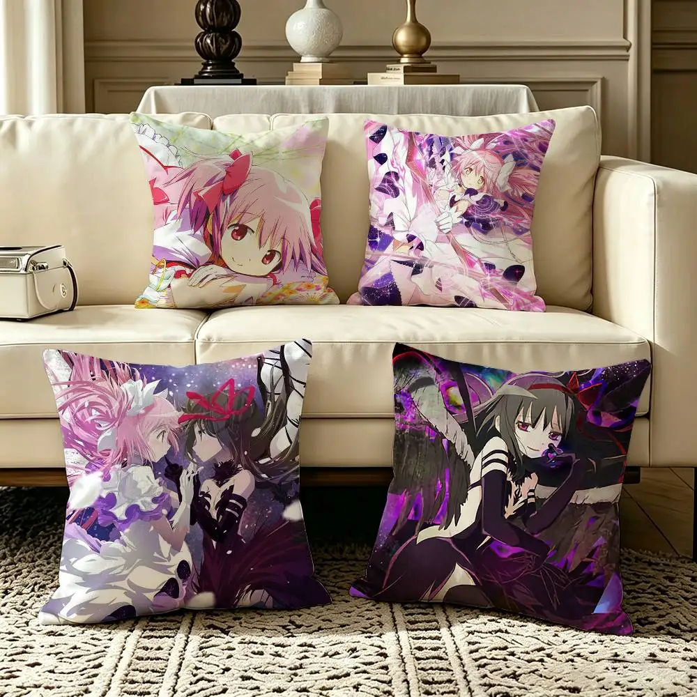 Puella M-Magi Madoka M-Magica  Pillow Case Square Double-Sided Sofa Cushion Cover Bedroom Bedside Pillow